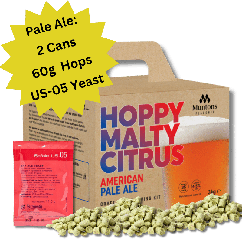 Muntons Flagship Pale Ale Kit 3kg with 60g dry hops and 11g Fermentis Yeast