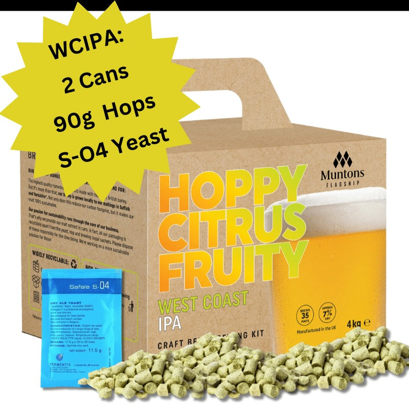 Muntons Flagship West Coast IPA Kit 4kg with 90g dry hops and 11g Fermentis Yeast