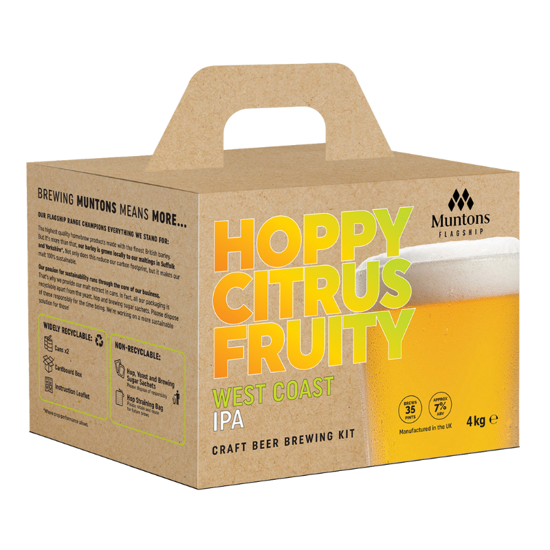 Muntons Flagship West Coast IPA Kit 4kg with 90g dry hops and 11g Fermentis Yeast